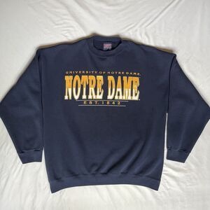 Vintage Notre Dame Sweatshirt Mens XL USA Made Savvy University Crew Neck 90s
